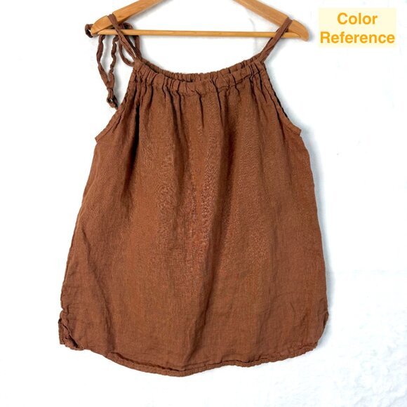 BELLA UMBRA Italy Linen Halter Tank Top Blouse Womens M Brown - Picture 3 of 6